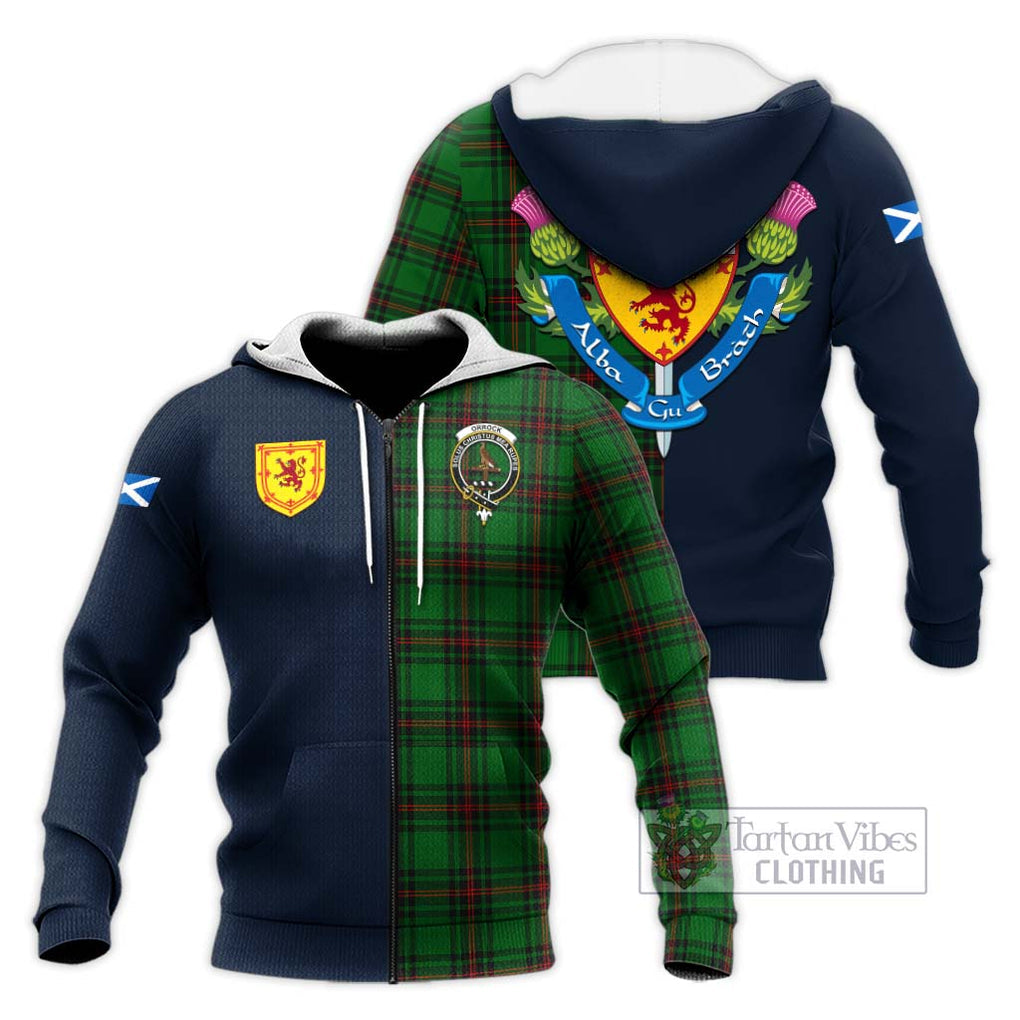 Orrock Tartan Knitted Hoodie Alba with Scottish Lion Royal Arm Half Style Unisex Knitted Zip Hoodie - Tartan Vibes Clothing