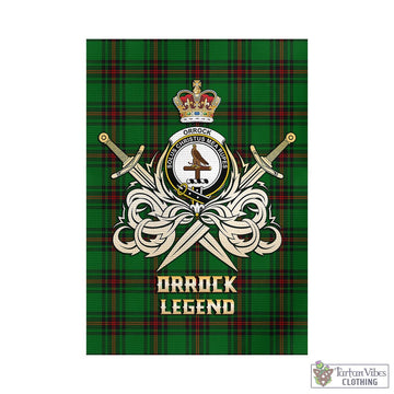 Orrock Tartan Garden Flag with Clan Crest and the Golden Sword of Courageous Legacy - Tartan Vibes Clothing