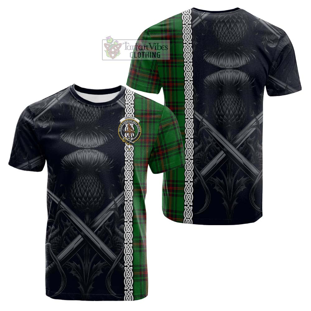 Orrock Tartan Cotton T-shirt with Family Crest Cross Sword Thistle Celtic Vibes - Tartan Vibes Clothing