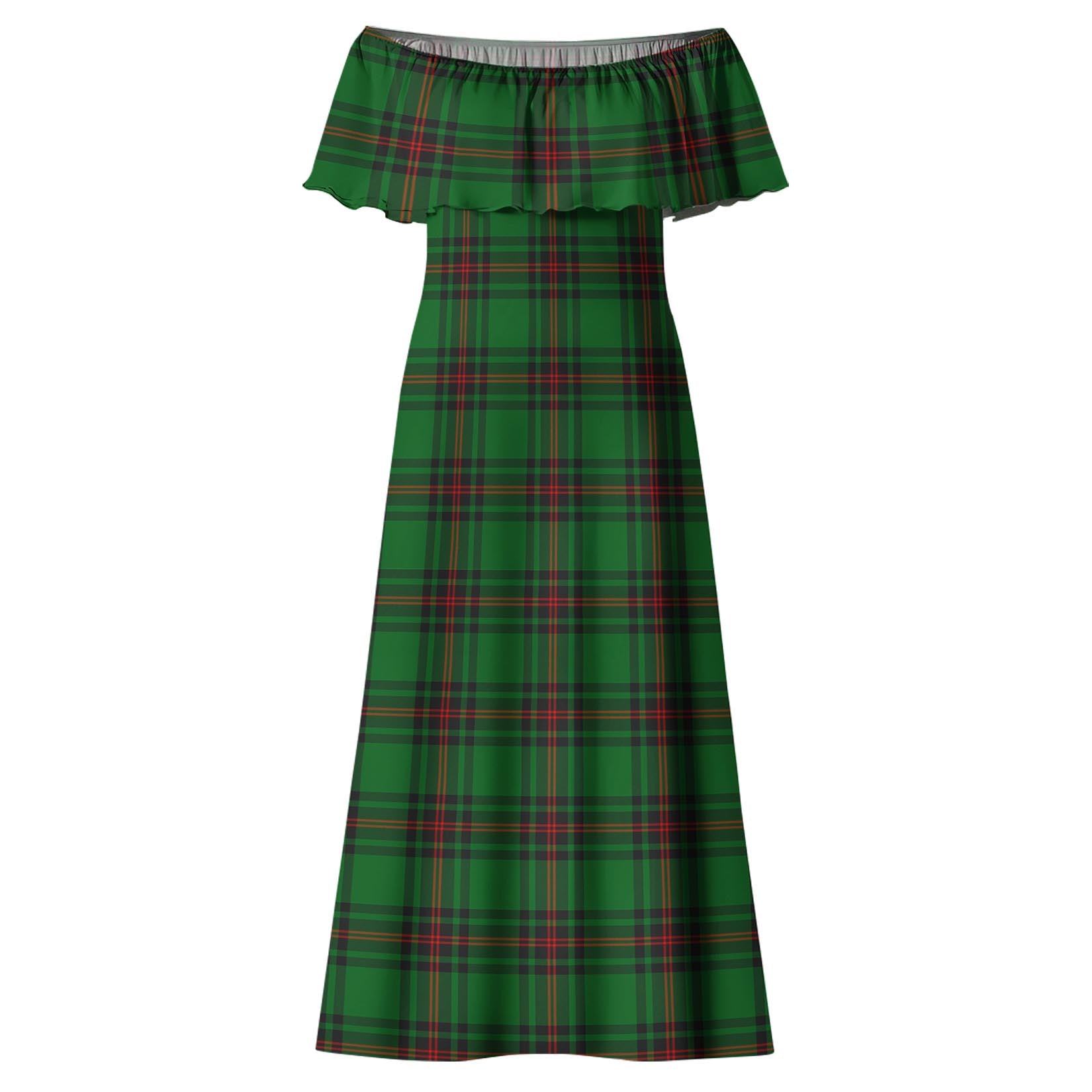 Orrock Tartan Off Shoulder Long Dress - Tartan Vibes Clothing