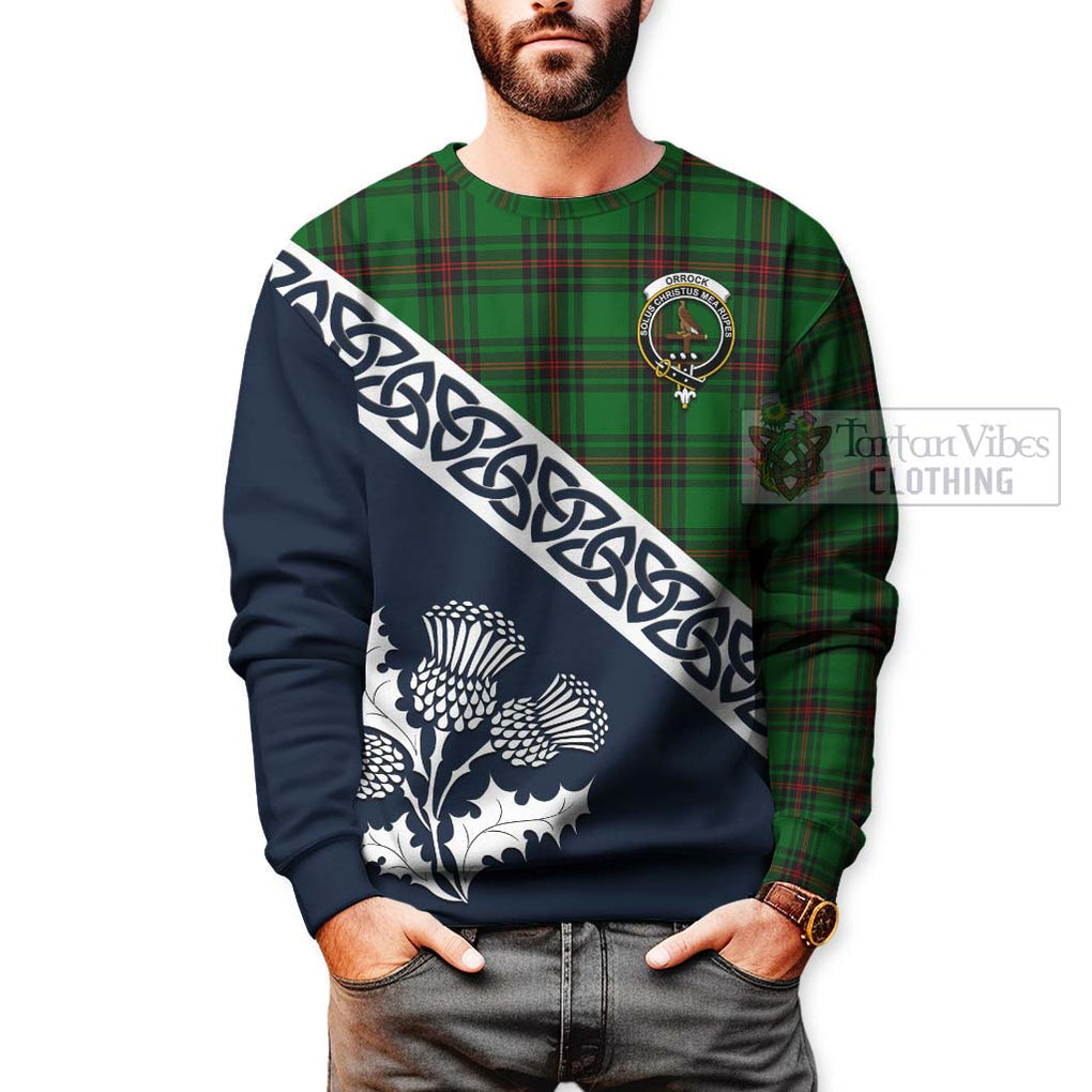Orrock Tartan Sweatshirt Featuring Thistle and Scotland Map - Tartan Vibes Clothing