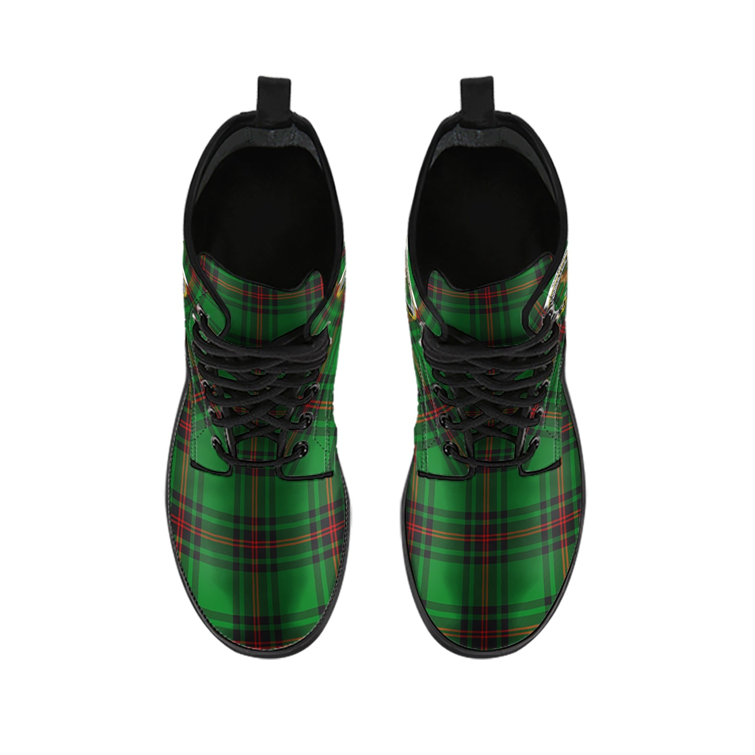 Orrock Tartan Leather Boots with Family Crest - Tartan Vibes Clothing