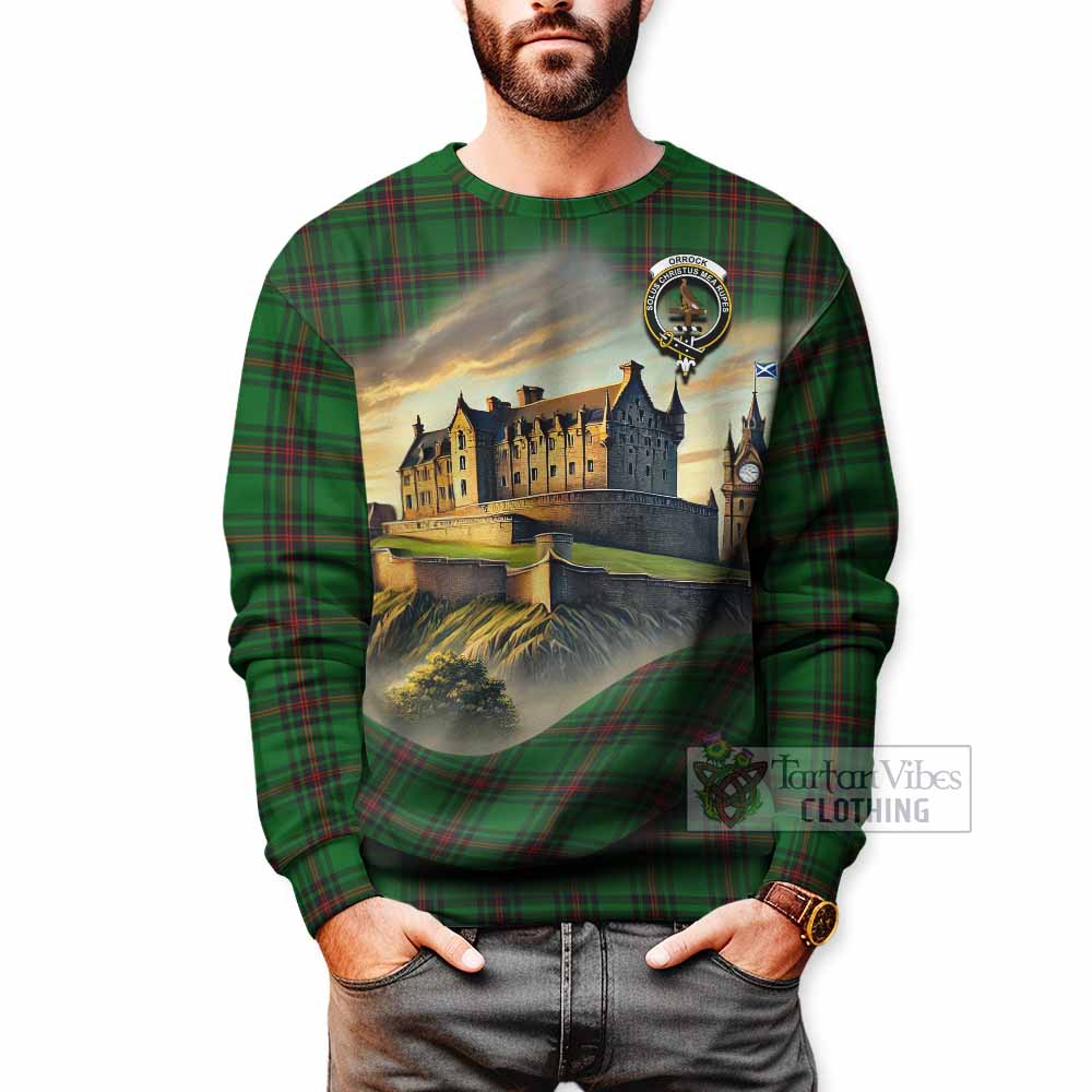 Orrock Tartan Family Crest Sweatshirt with Scottish Ancient Castle Style - Tartan Vibes Clothing