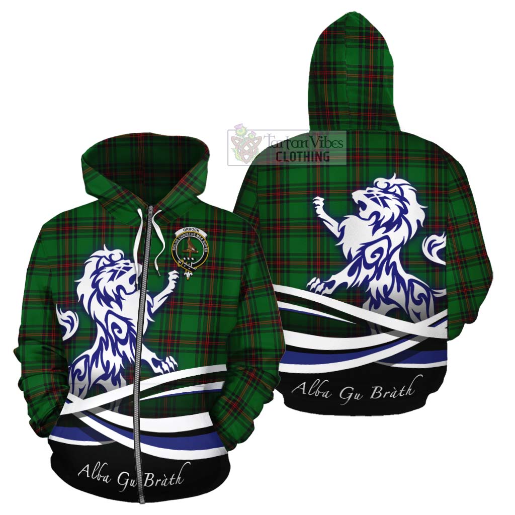 Orrock Tartan Cotton Hoodie with Alba Gu Brath Regal Lion Emblem - Tartan Vibes Clothing