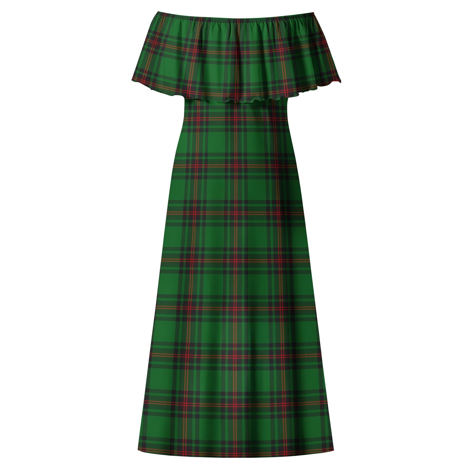 Orrock Tartan Off Shoulder Long Dress - Tartan Vibes Clothing