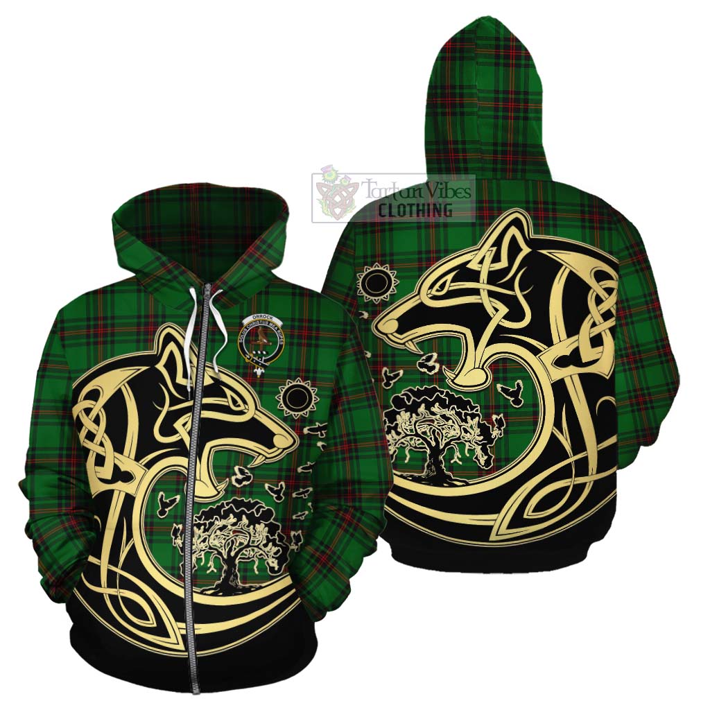 Orrock Tartan Cotton Hoodie with Family Crest Celtic Wolf Style - Tartan Vibes Clothing