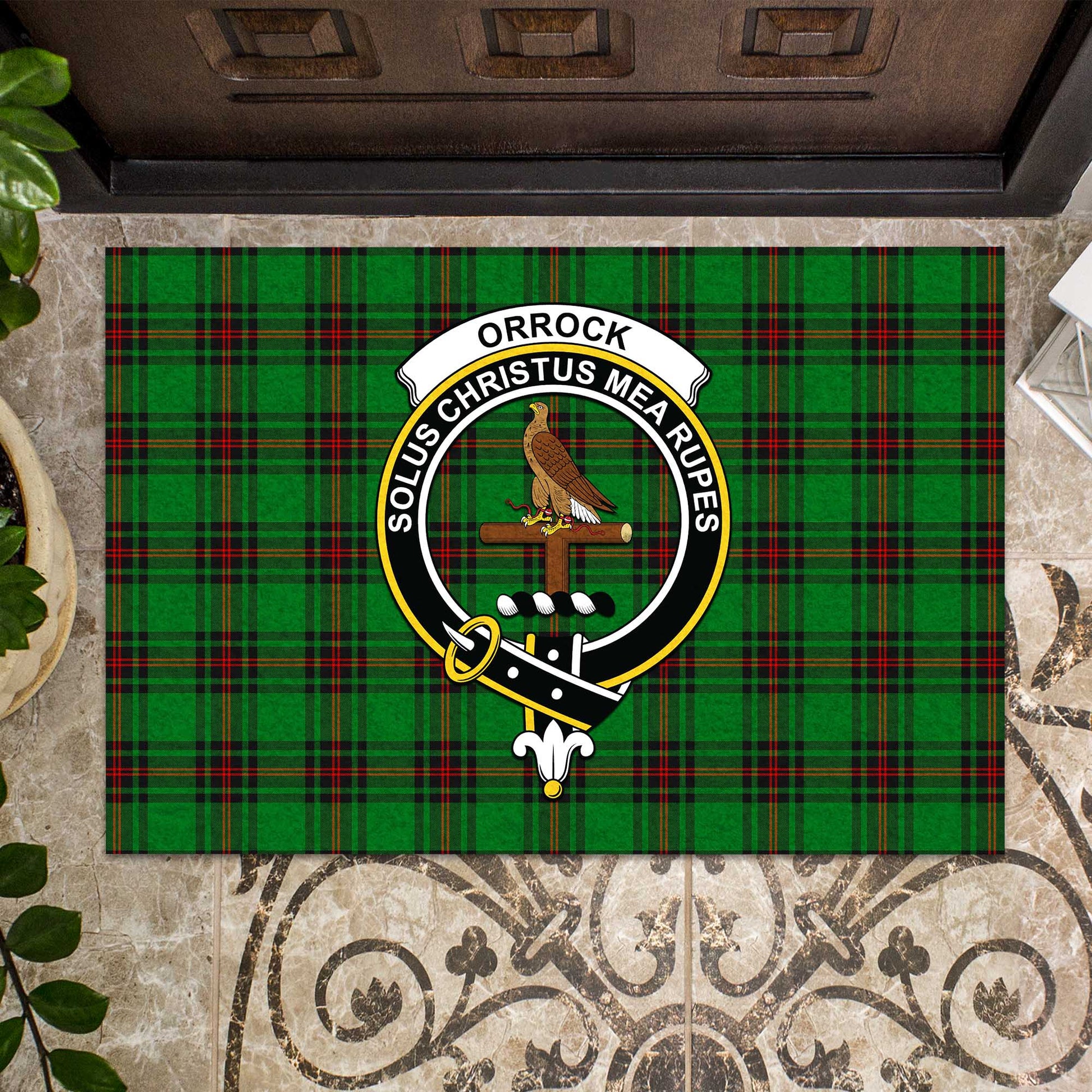 Orrock Tartan Rubber Doormat with Family Crest - Tartan Vibes Clothing