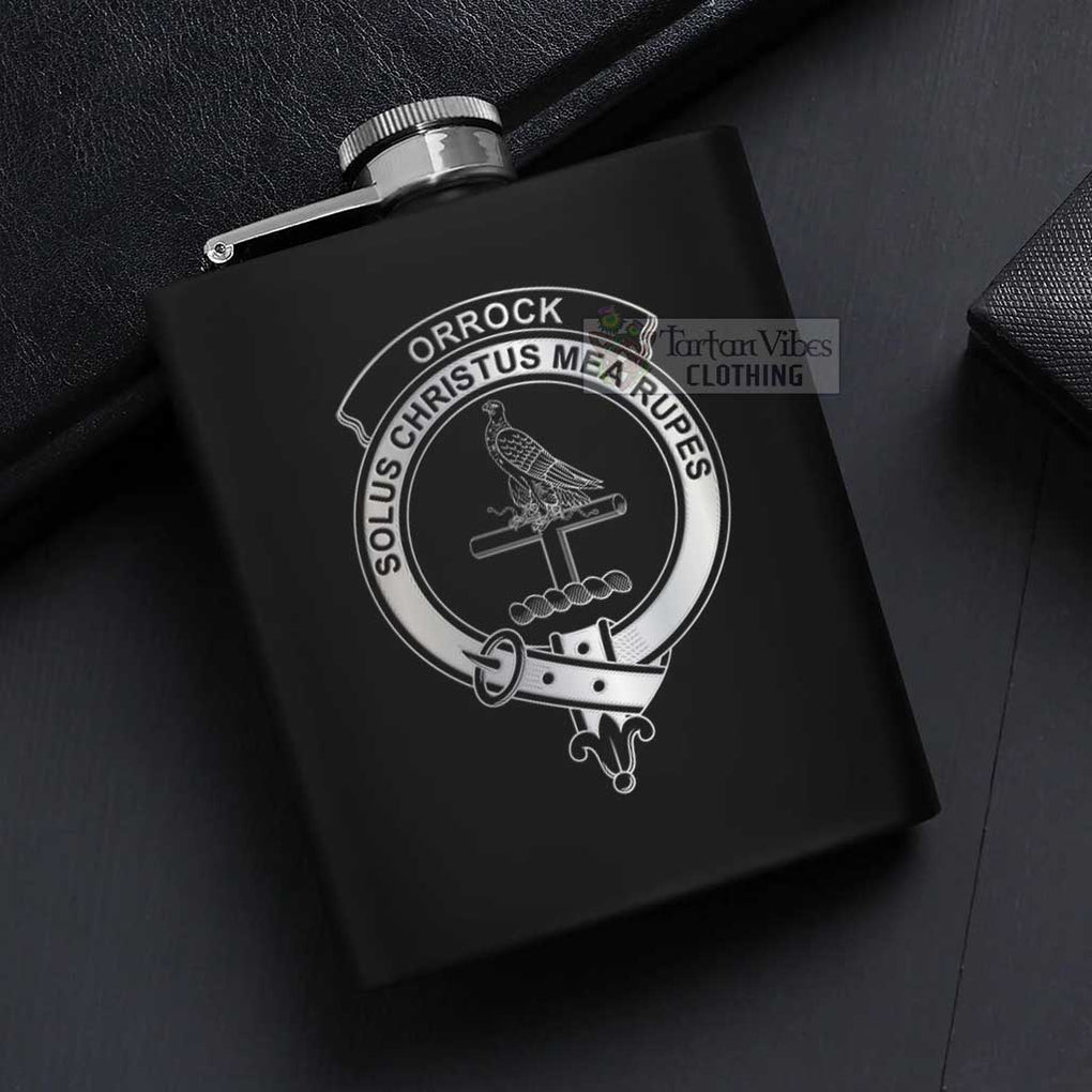 Orrock Crest Hip Flask Set 7oz Black Stainless Steel with A Gift Box - 2D-tartanvibesclothing
