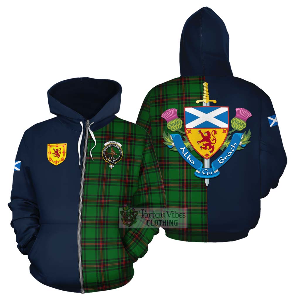 Orrock Tartan Cotton Hoodie Alba with Scottish Lion Royal Arm Half Style - Tartan Vibes Clothing