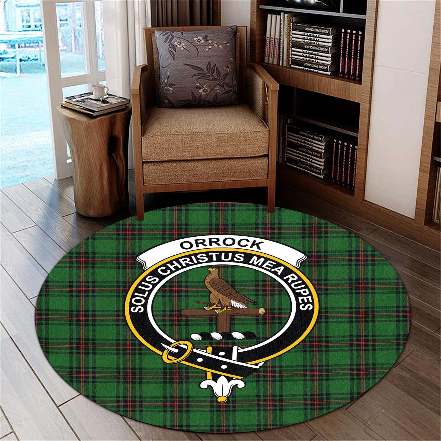 Orrock Tartan Round Rug with Family Crest - Tartan Vibes Clothing
