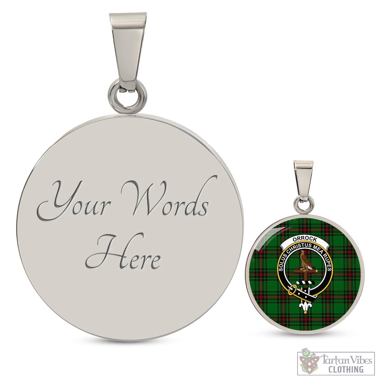 Orrock Tartan Circle Necklace with Family Crest Luxury Necklace (Silver) Yes - Tartan Vibes Clothing