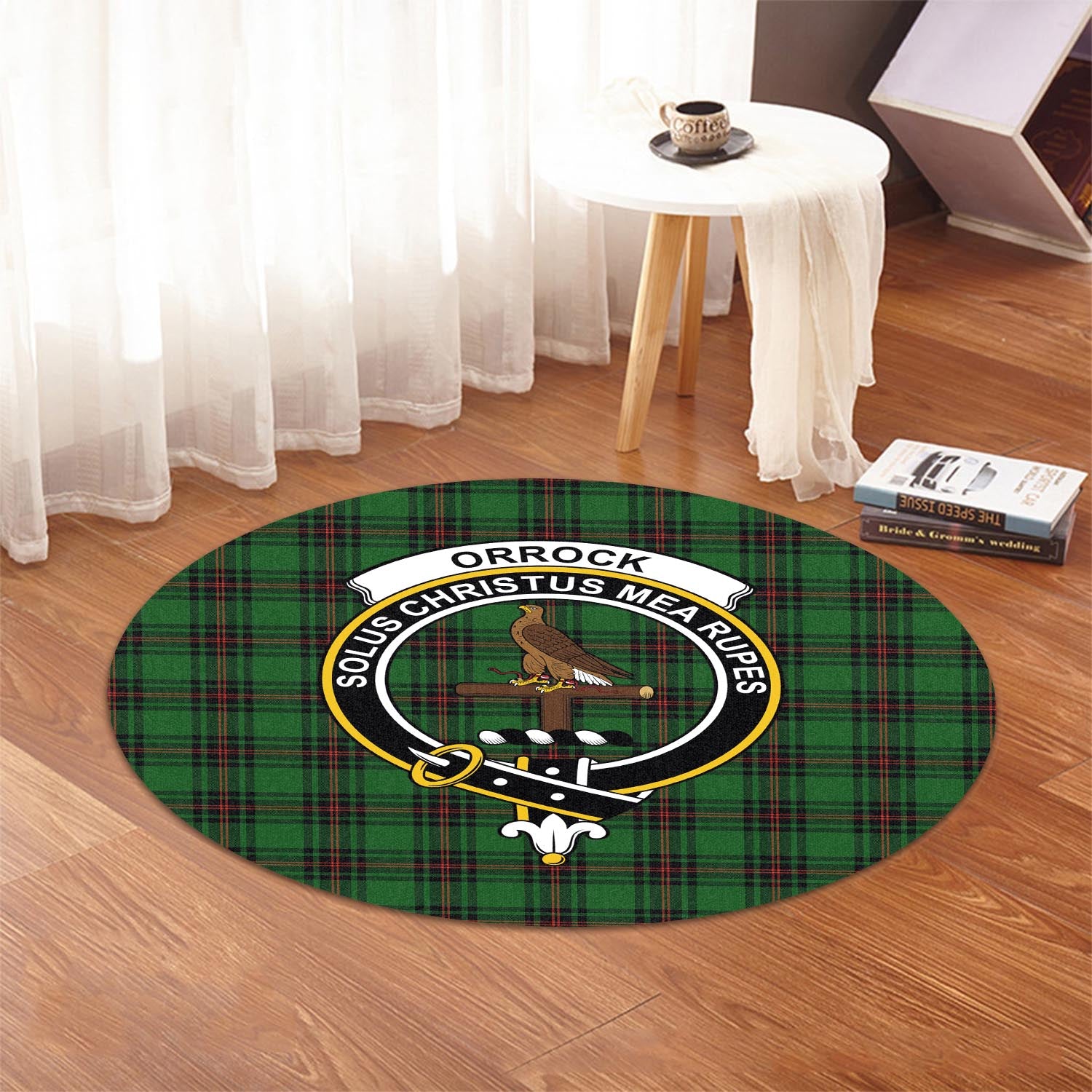 Orrock Tartan Round Rug with Family Crest - Tartan Vibes Clothing
