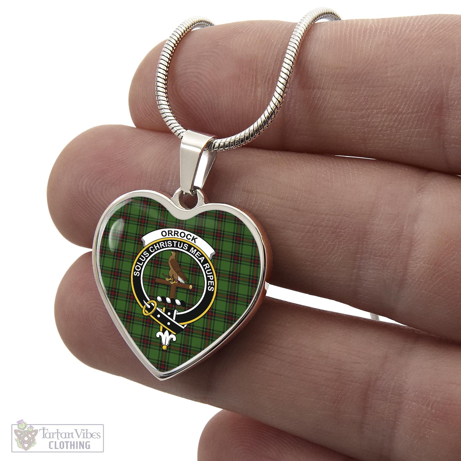 Orrock Tartan Heart Necklace with Family Crest - Tartan Vibes Clothing