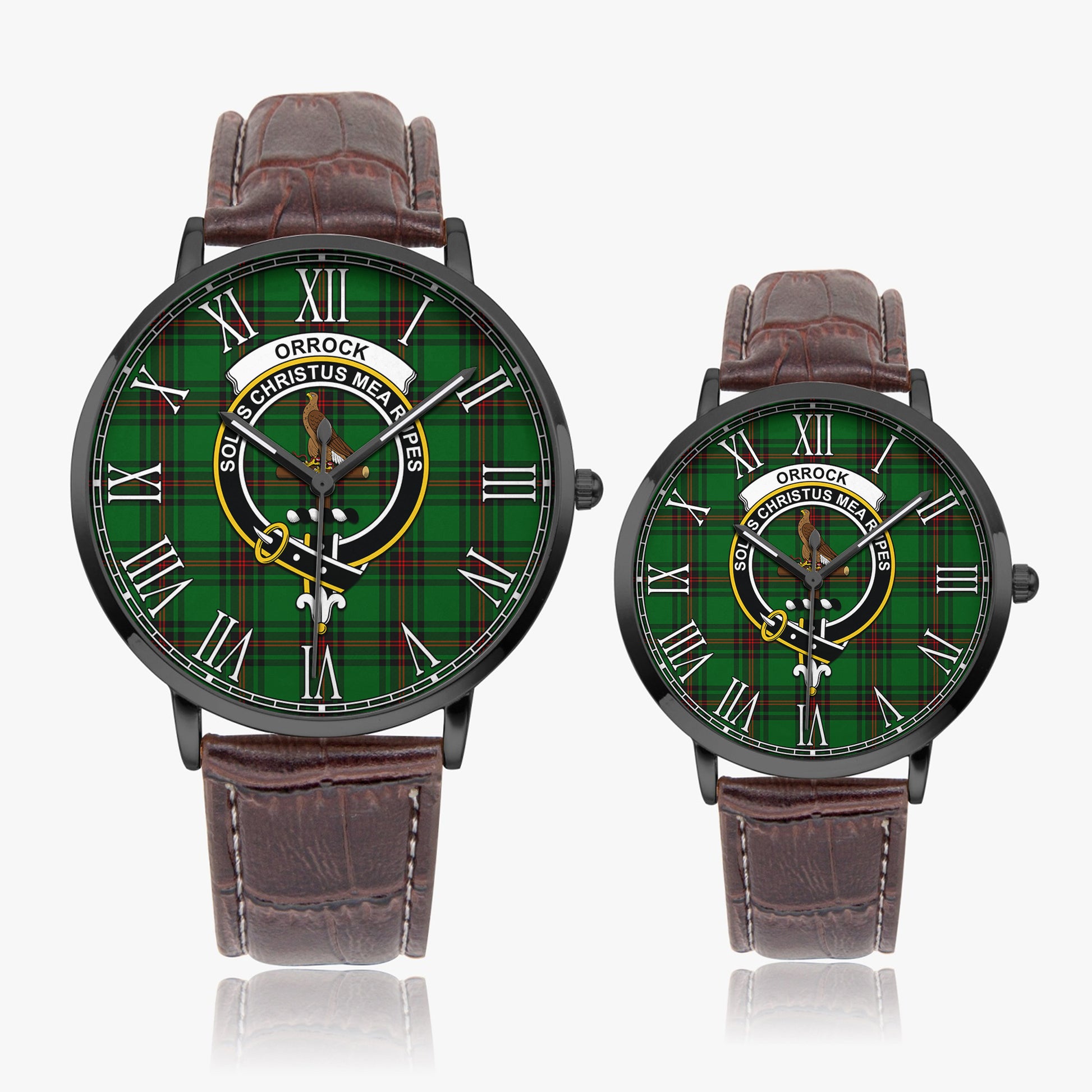 Orrock Tartan Family Crest Leather Strap Quartz Watch - Tartan Vibes Clothing