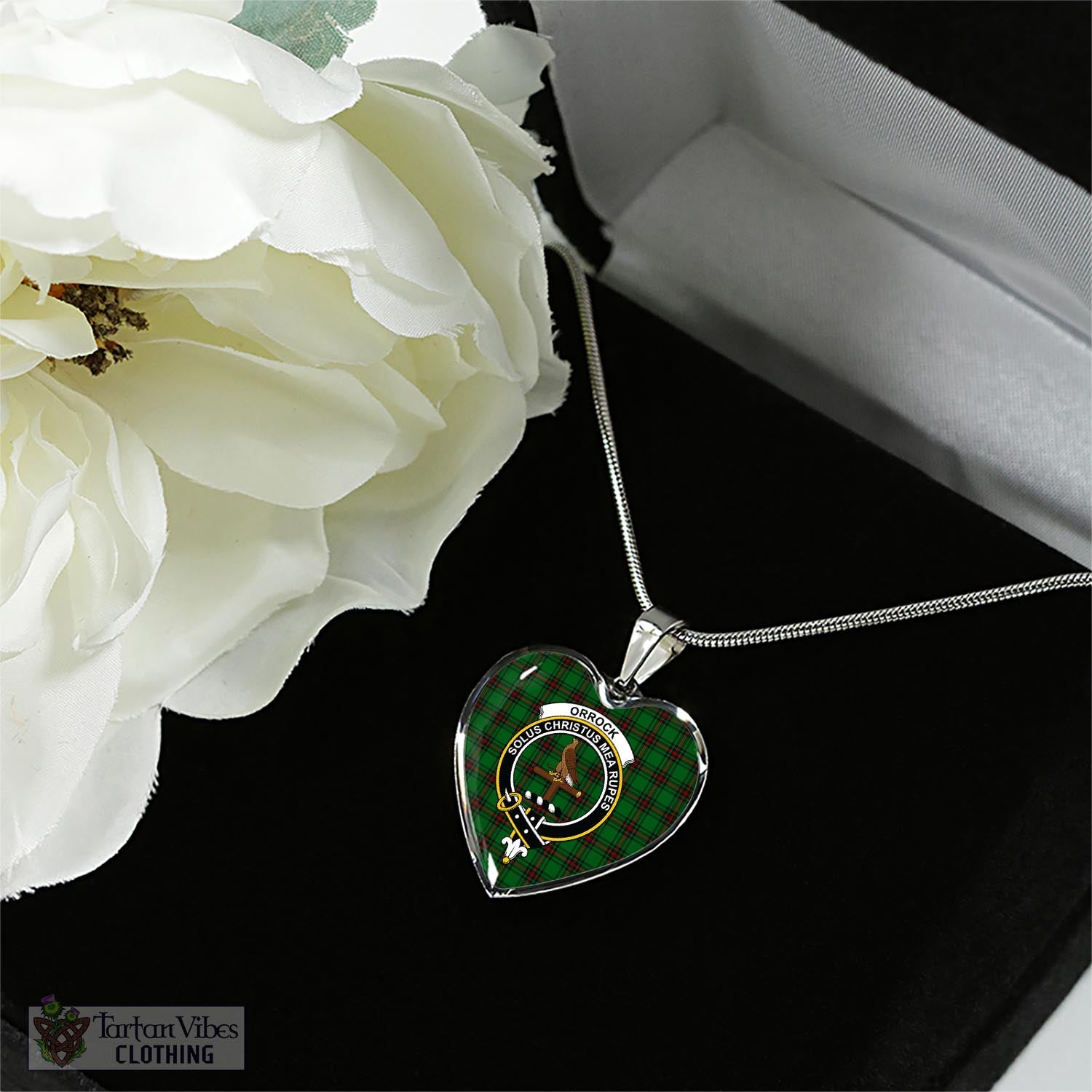 Orrock Tartan Heart Necklace with Family Crest - Tartan Vibes Clothing