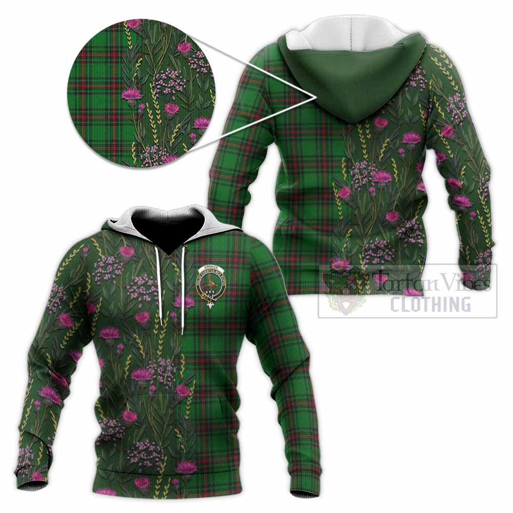 Orrock Family Crest Tartan Knitted Hoodie Scottish Thistle Flower Pattern Half Style - Tartan Vibes Clothing