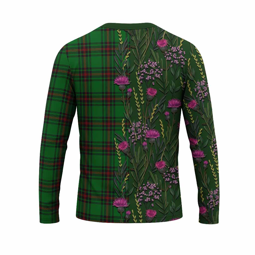 Orrock Family Crest Tartan Long Sleeve T-Shirt Scottish Thistle Flower Pattern Half Style - Tartan Vibes Clothing