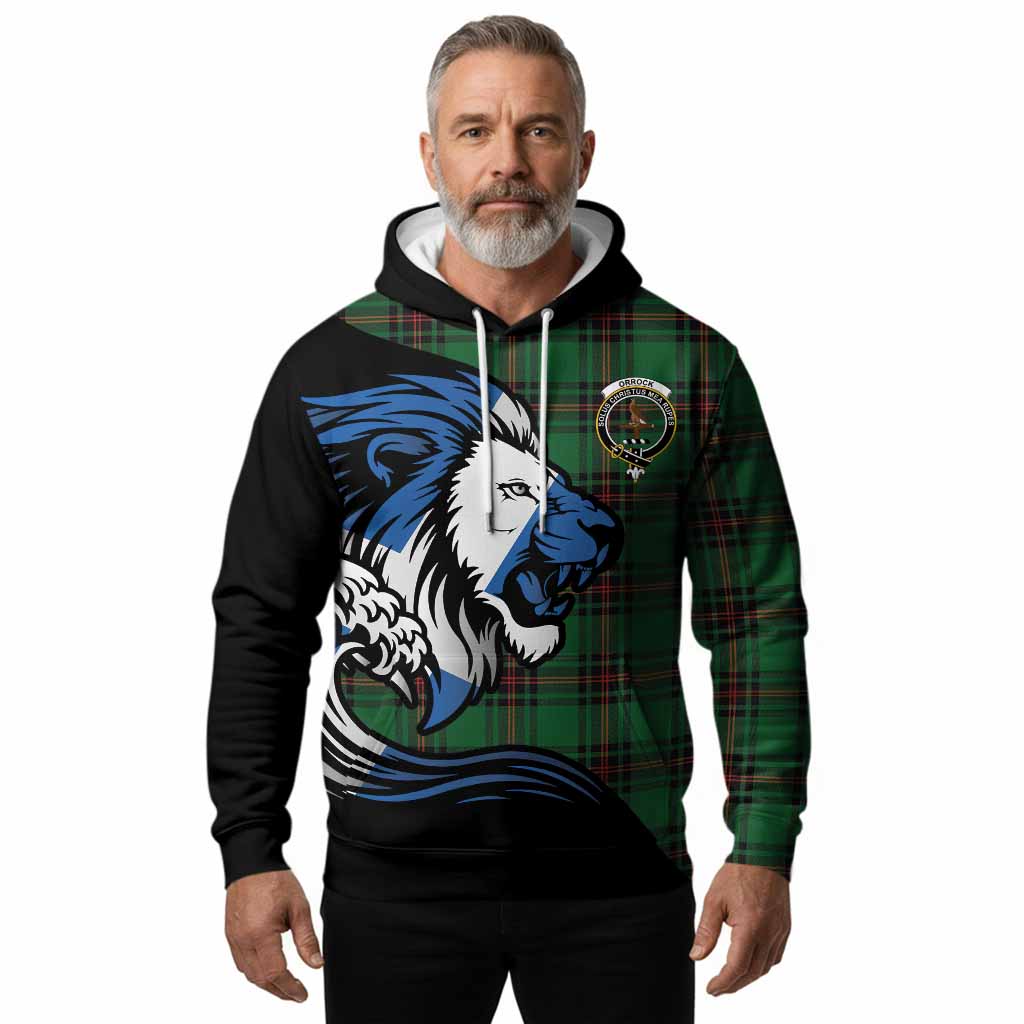 Orrock Tartan Crest Hoodie Scottish Golden Lions Wave Flow