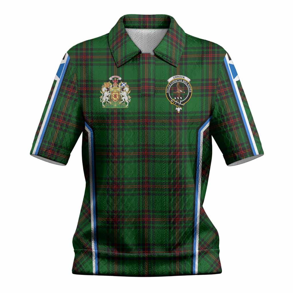 Orrock Tartan Crest Women’s Polo Sweater Top Scotland Coat of Arm Flag Style
