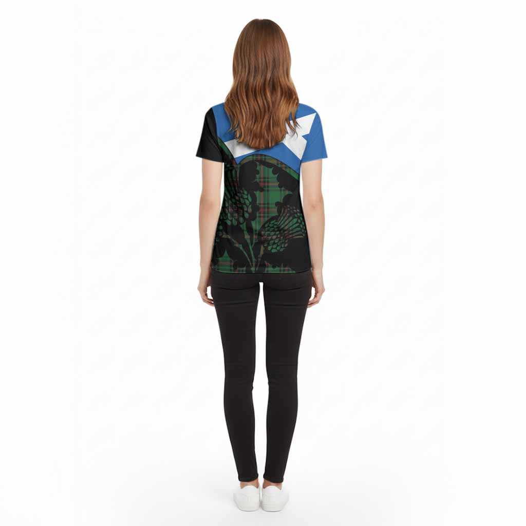 Orrock Tartan Family Crest Cotton T-shirt Scotland Thistle Floral Flag Style
