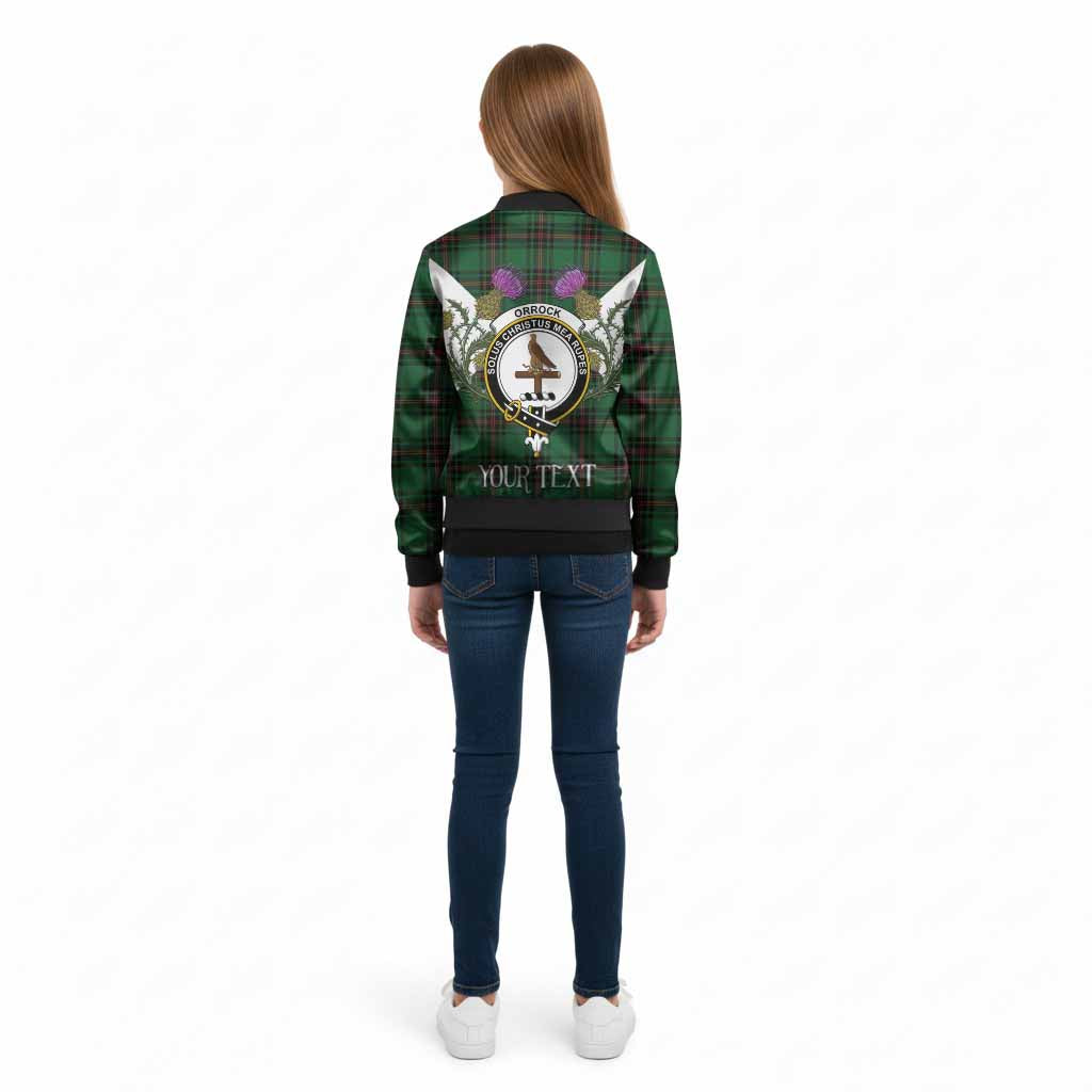 Orrock Tartan Family Crest Kid Bomber Jacket Scottish Burns Night Thistle Floral