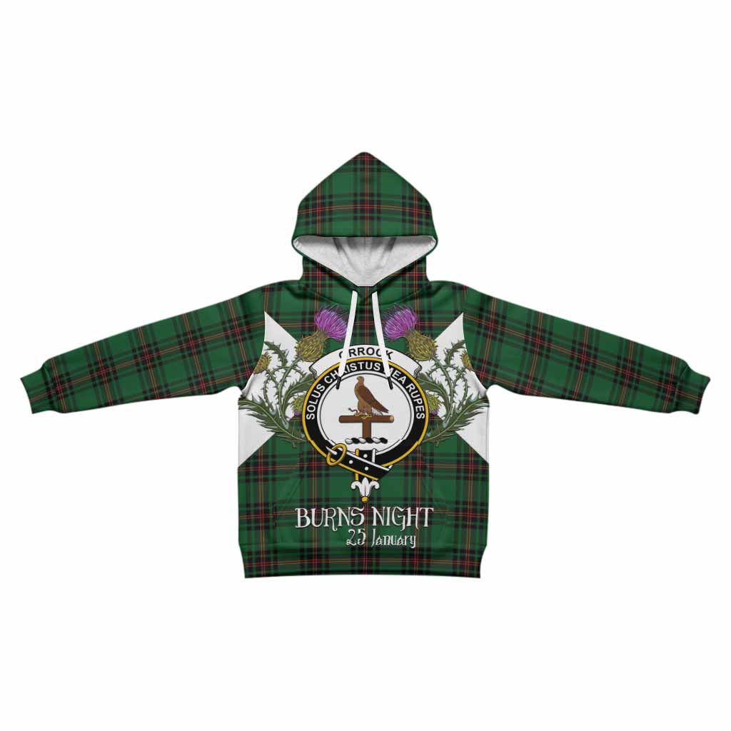 Orrock Tartan Family Crest Kid Hoodie Scottish Burns Night Thistle Floral