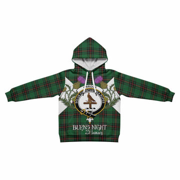 Orrock Tartan Family Crest Kid Hoodie Scottish Burns Night Thistle Floral