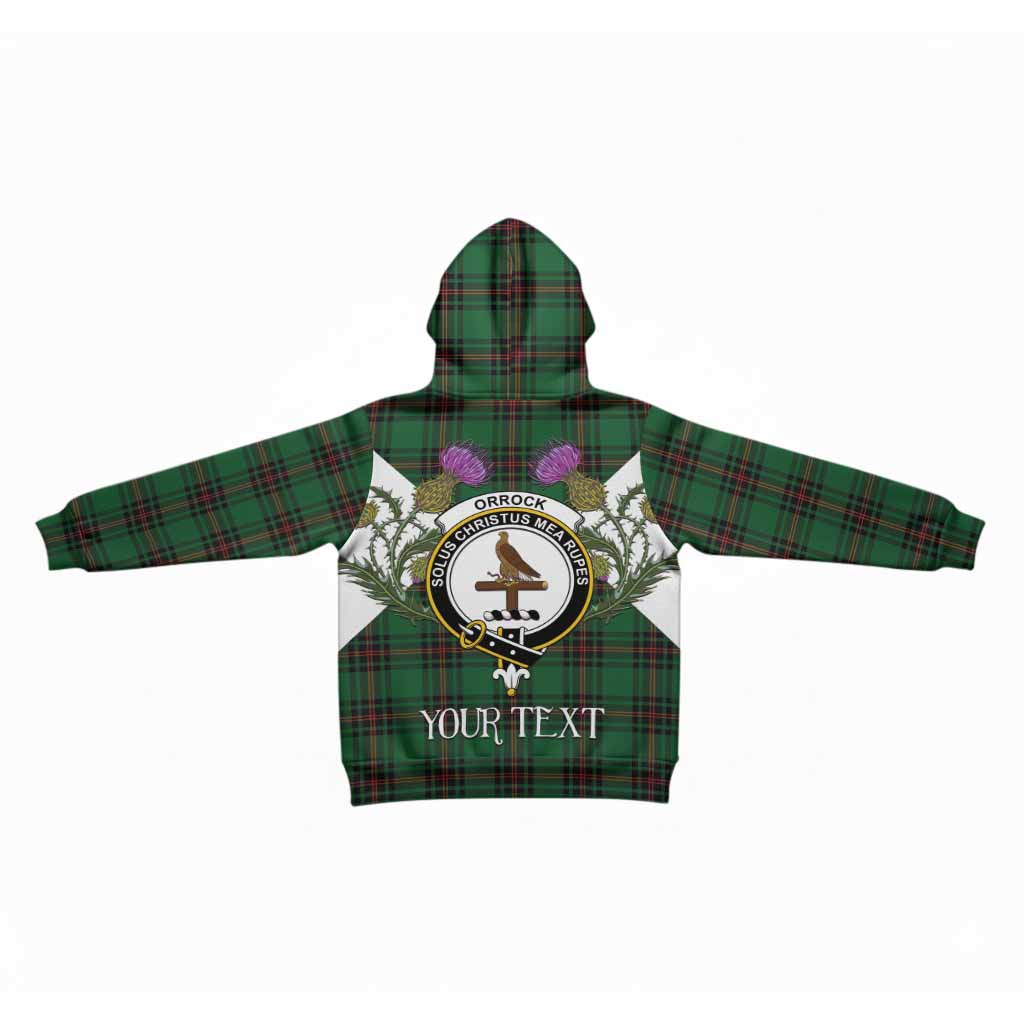 Orrock Tartan Family Crest Kid Hoodie Scottish Burns Night Thistle Floral