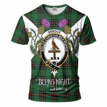 Orrock Tartan Family Crest T-Shirt Scottish Burns Night Thistle Floral