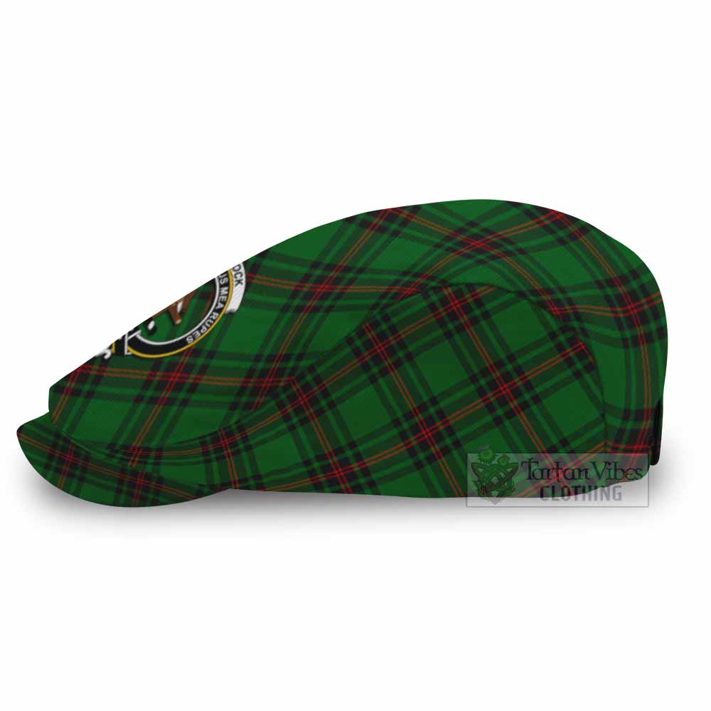 Orrock Tartan Flat Cap, Jeff Cap Cross Style with Family Crest - Tartan Vibes Clothing