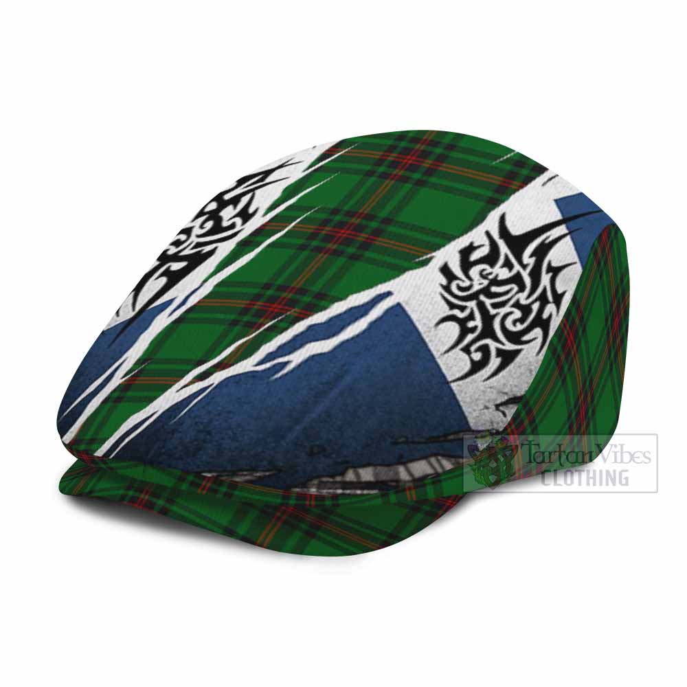 Orrock Tartan Flat Cap, Jeff Cap Scotland Flag Ripped Tribal Design