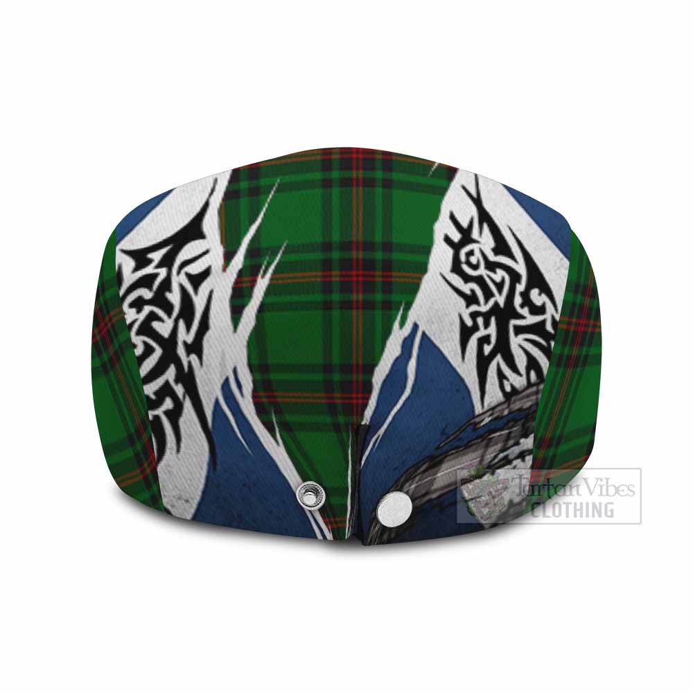 Orrock Tartan Flat Cap, Jeff Cap Scotland Flag Ripped Tribal Design