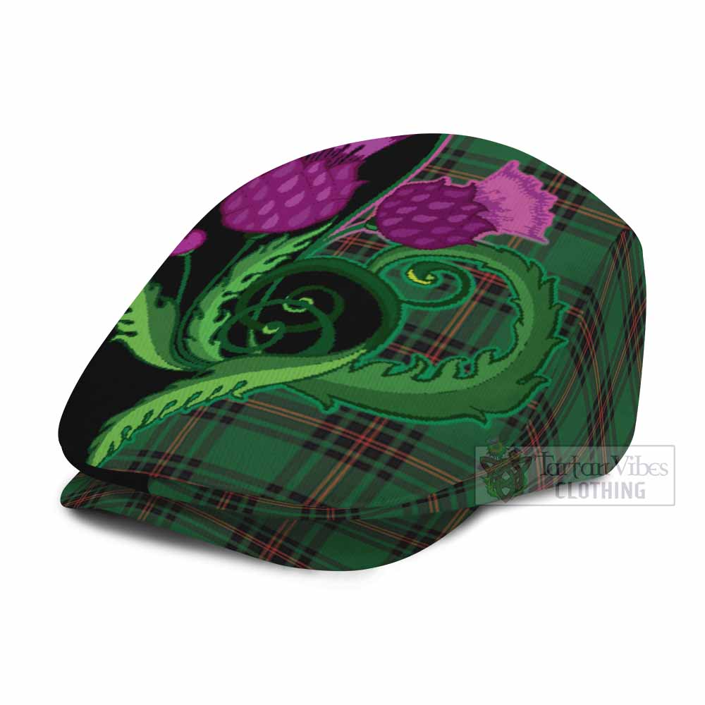 Orrock Tartan Flat Cap, Jeff Cap Traditional Scottish Thistle