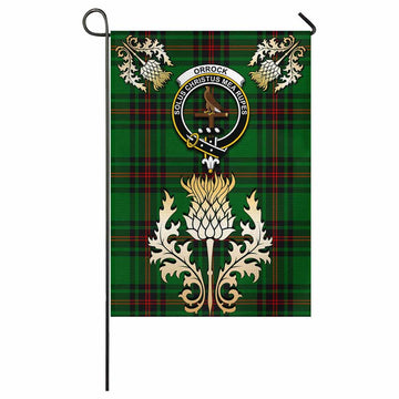 Orrock Tartan Garden Flag with Golden Regal Scottish Thistle Emblem - Tartan Vibes Clothing