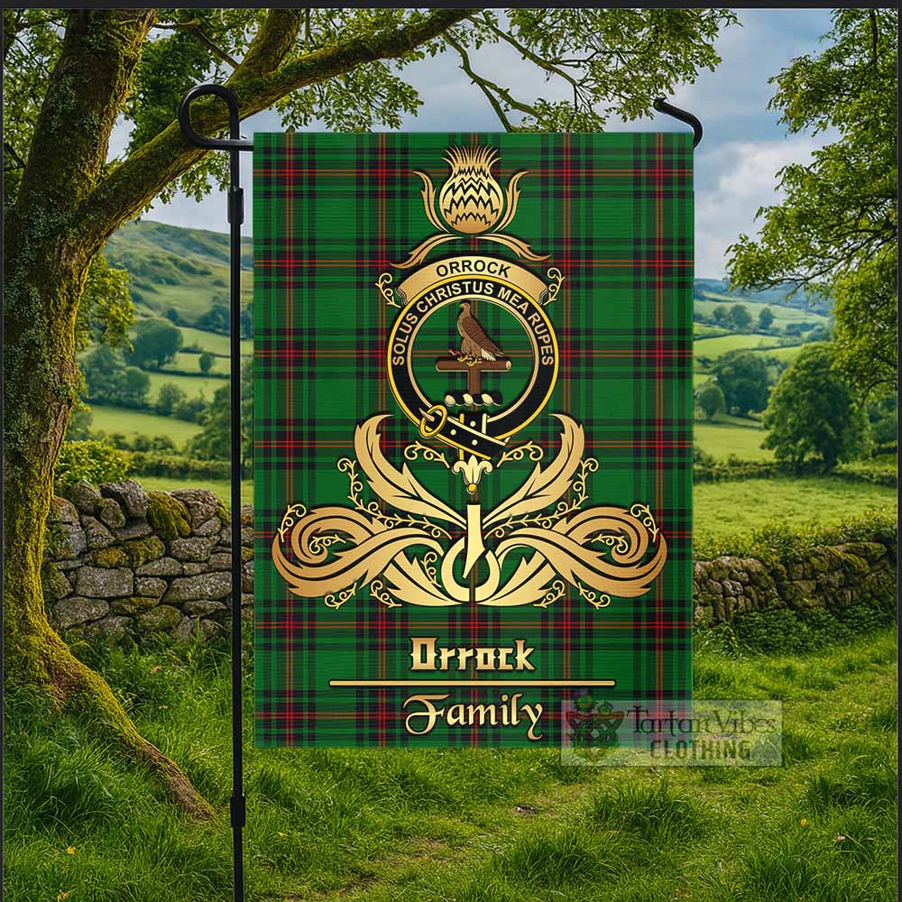 Orrock Tartan Garden Flag with Highland Thistle Cherish Family Crest Style - Tartan Vibes Clothing