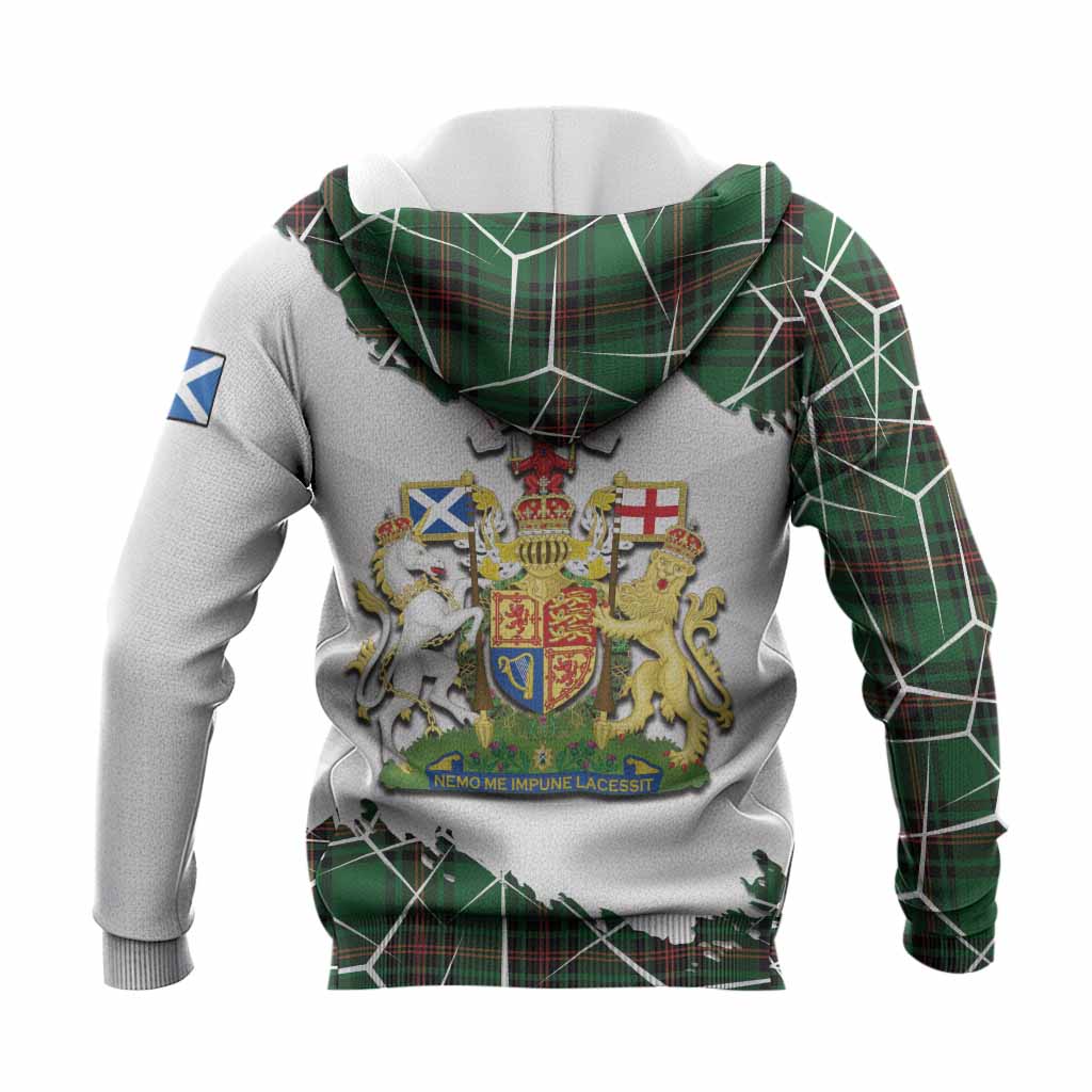 Orrock Tartan Knitted Hoodie with Family Crest and Lion Rampant Grunge Style