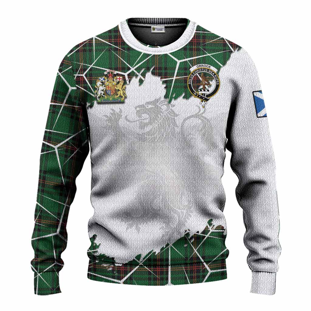 Orrock Tartan Knitted Sweater with Family Crest and Lion Rampant Grunge Style