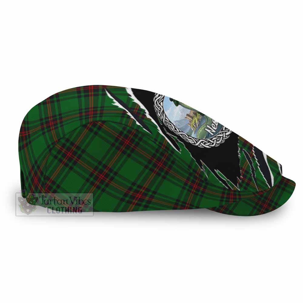 Orrock Tartan Loch Ness Monster Flat Cap, Jeff Cap Celtic Knot Nessie Art