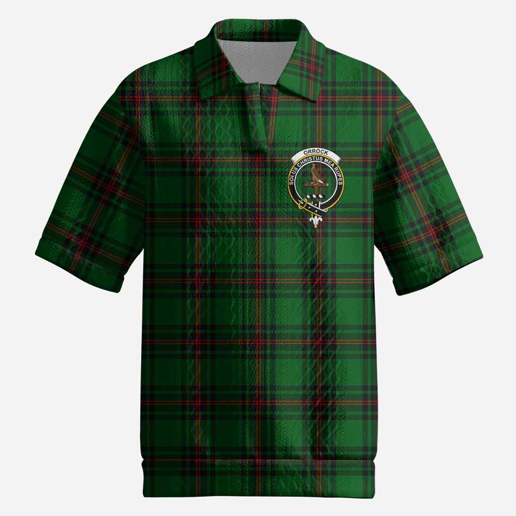 Orrock Tartan Men’s Polo Sweater Top with Family Crest