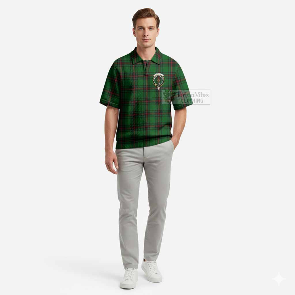 Orrock Tartan Men’s Polo Sweater Top with Family Crest