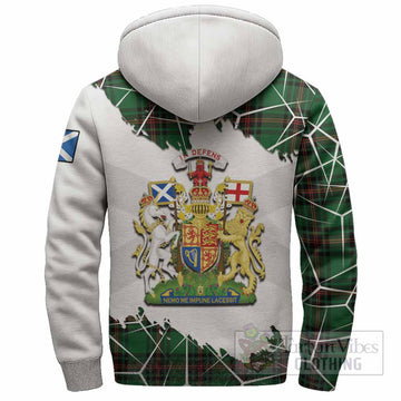 Orrock Tartan Sherpa Hoodie with Family Crest and Lion Rampant Grunge Style