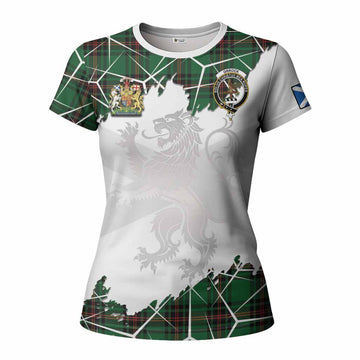Orrock Tartan Women T shirt with Family Crest and Lion Rampant Grunge Style