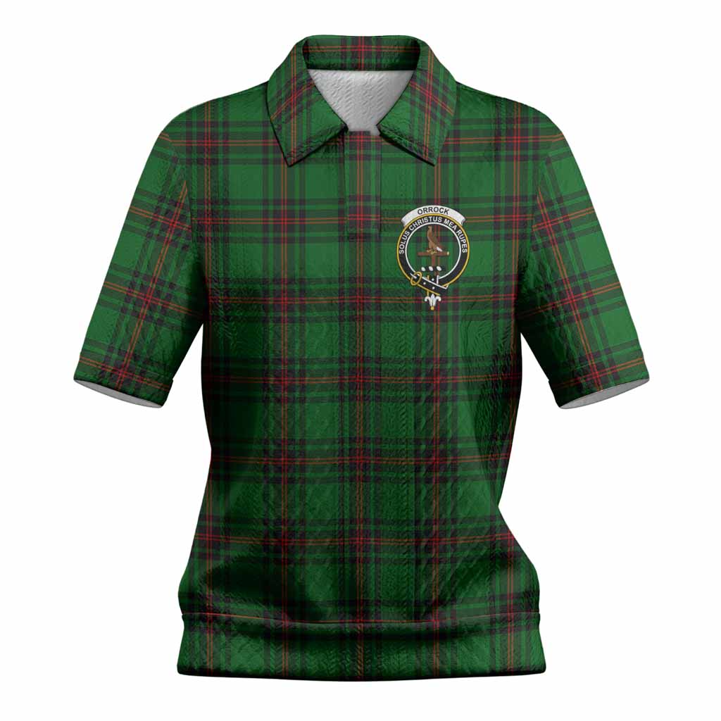 Orrock Tartan Women’s Polo Sweater Top with Family Crest