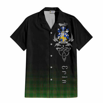 Tartan Vibes Clothing Osborne Irish Clan Short Sleeve Button Shirt with Coat of Arms Erin Go Bragh Celtic Inspired