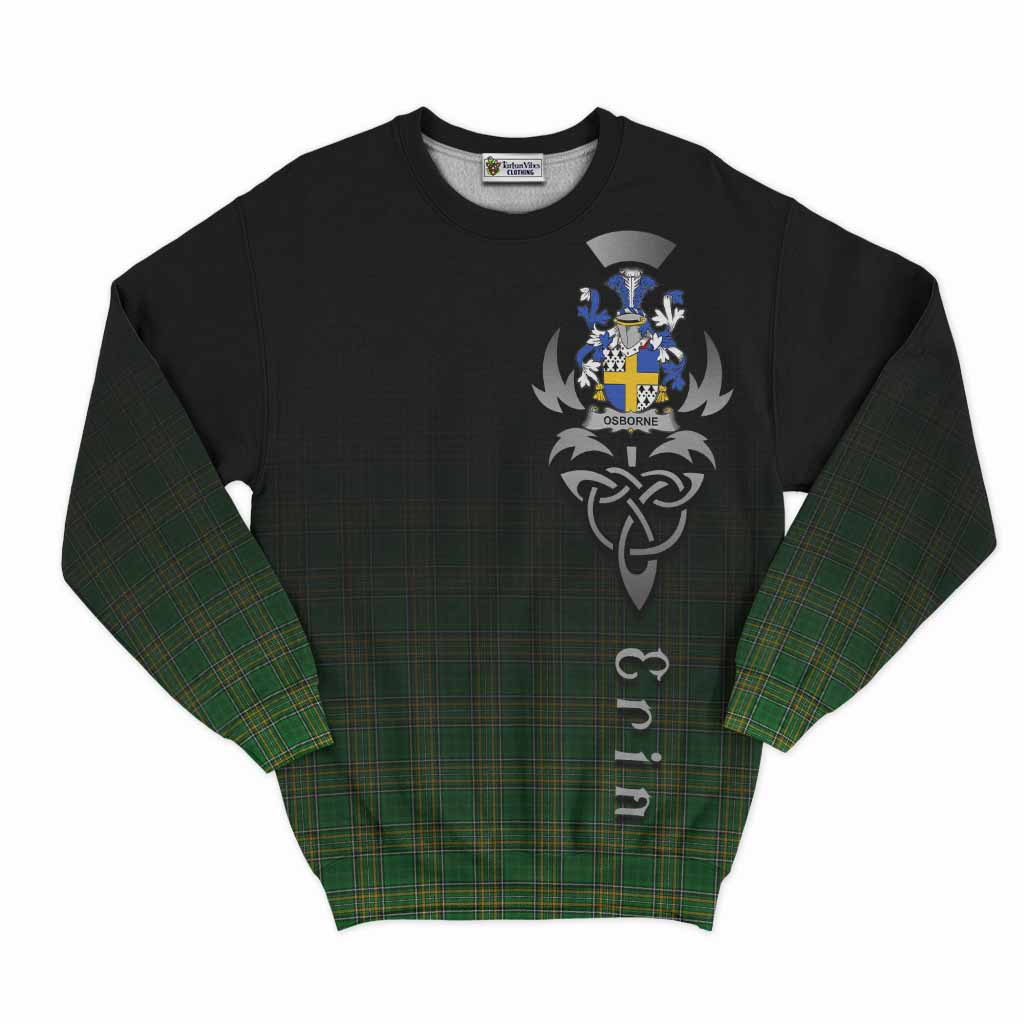 Tartan Vibes Clothing Osborne Irish Clan Sweatshirt with Coat of Arms Erin Go Bragh Celtic Inspired