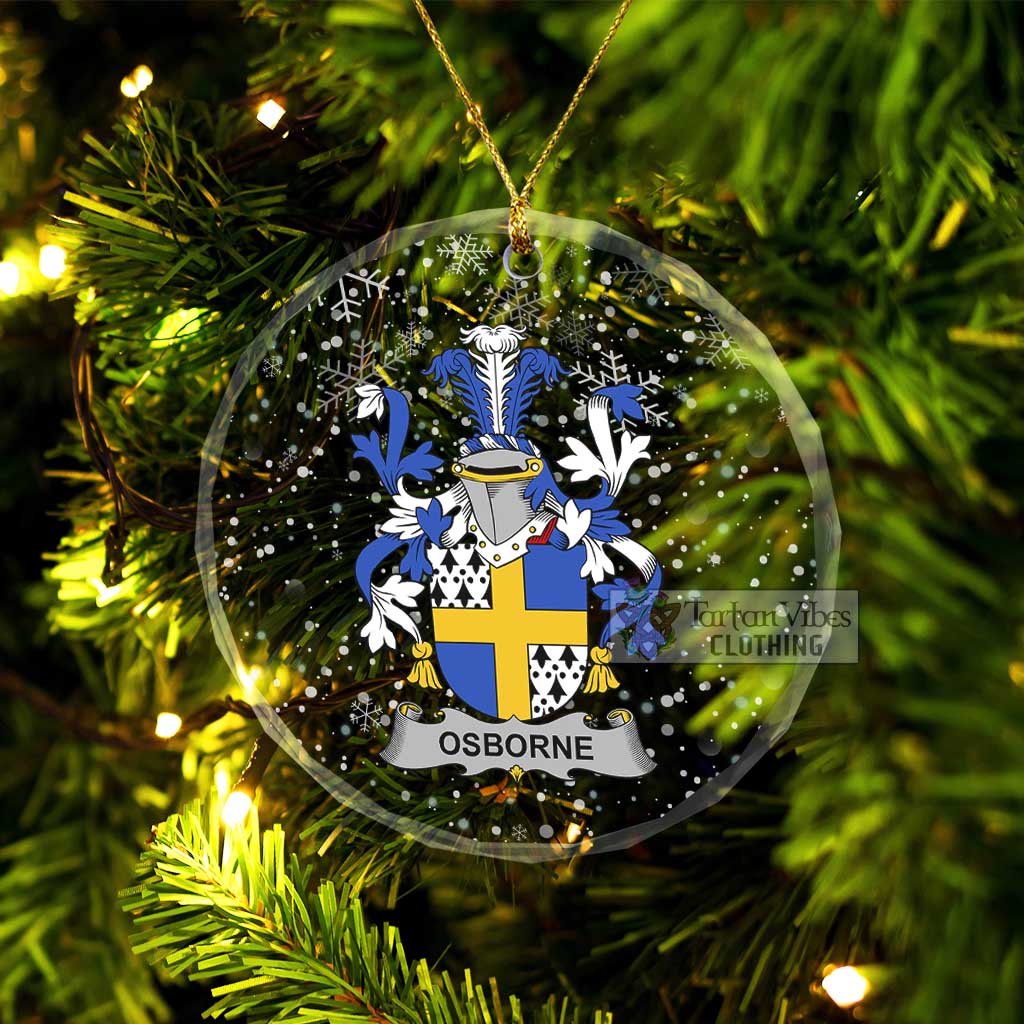 Tartan Vibes Clothing Osborne Irish Clan Christmas Glass Ornament with Coat of Arms