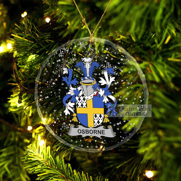 Tartan Vibes Clothing Osborne Irish Clan Christmas Glass Ornament with Coat of Arms