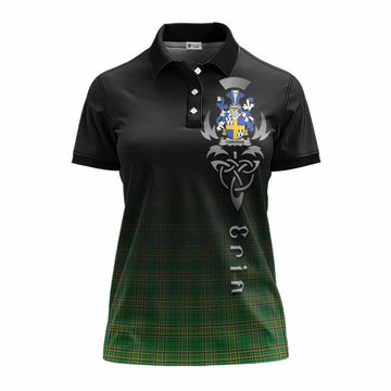 Tartan Vibes Clothing Osborne Irish Clan Women's Polo Shirt with Coat of Arms Erin Go Bragh Celtic Inspired
