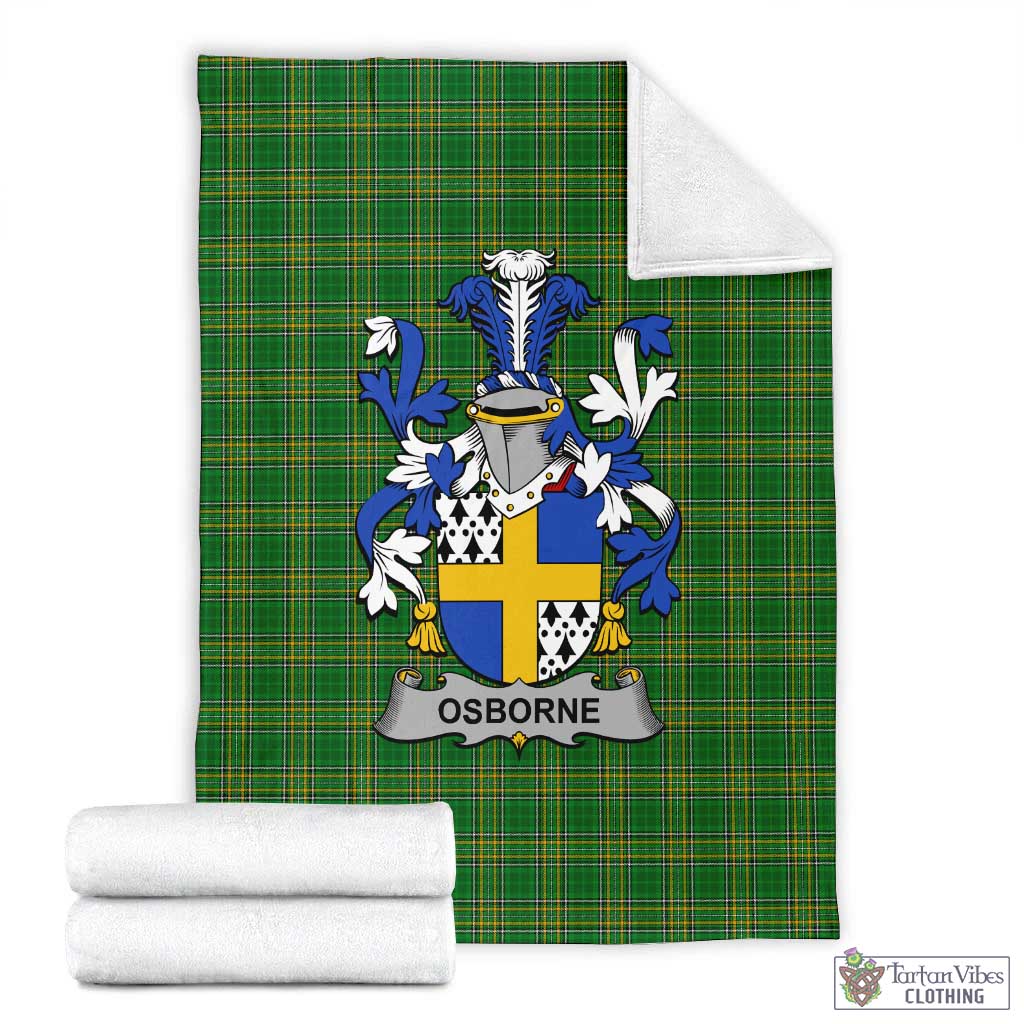 Tartan Vibes Clothing Osborne Irish Clan Tartan Blanket with Coat of Arms