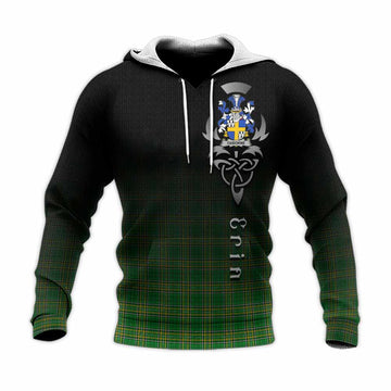 Tartan Vibes Clothing Osborne Irish Clan Knitted Hoodie with Coat of Arms Erin Go Bragh Celtic Inspired